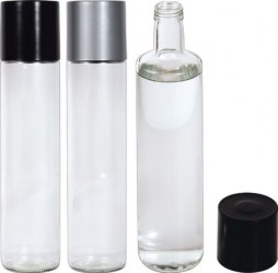 Γυάλινο μπουκάλι Β 2121 Διαφανές με μαύρο ή ασημί καπάκι